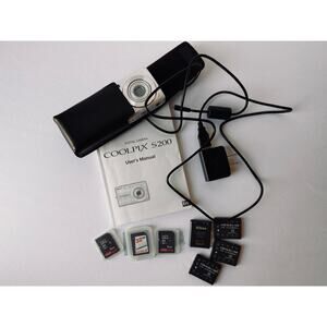 Nikon Coolpix S200 Camera Bundle Tested Works Video Batteries SD Cards 
Charger